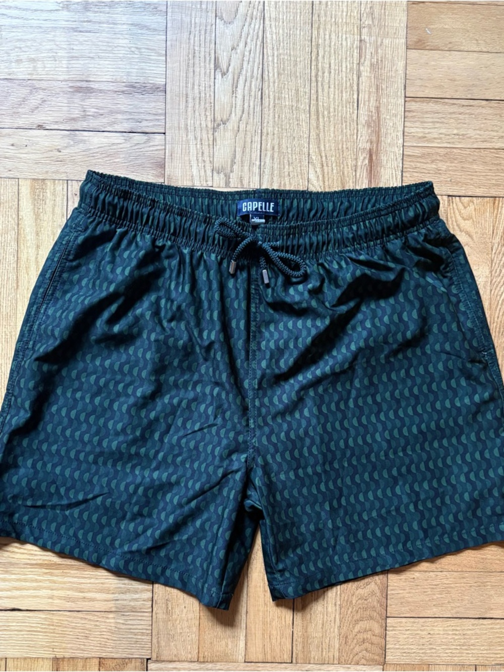 Men’s Dark Green Patterned Swim Trunks